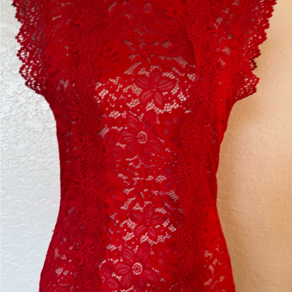 Elegant Red Lace Women's Top
